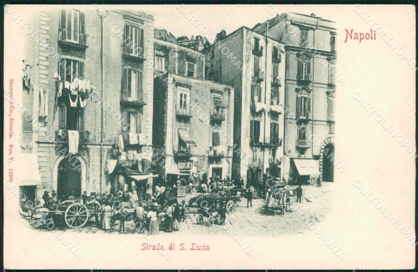 Napoli Città Strada Santa Lucia Stengel 11206 cartolina MX5575 – fronte