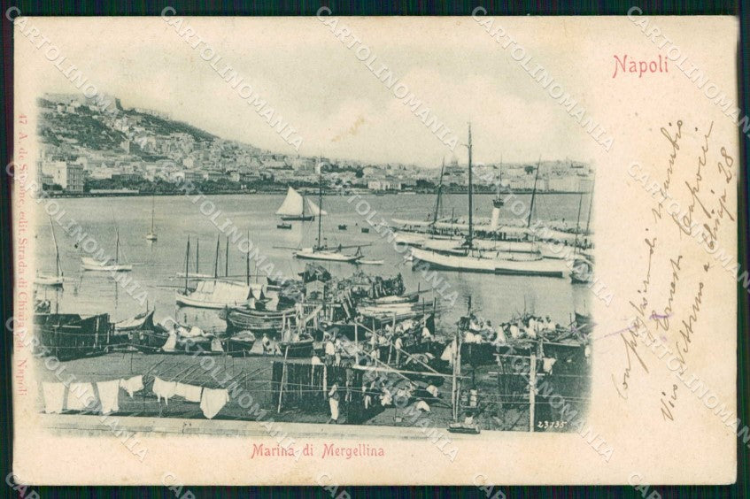 Napoli Città Marina Mergellina Barche cartolina MX5578 – fronte