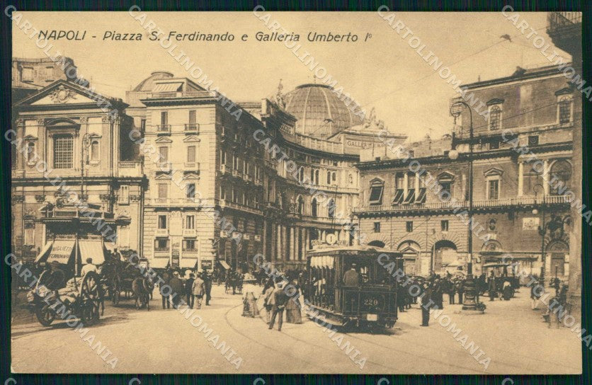 Napoli Città Piazza San Ferdinando Tram Galleria Umberto I cartolina MX5608 – fronte