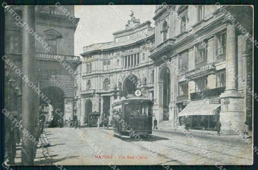 Napoli Città Via San Carlo Tram cartolina MX5621 – fronte