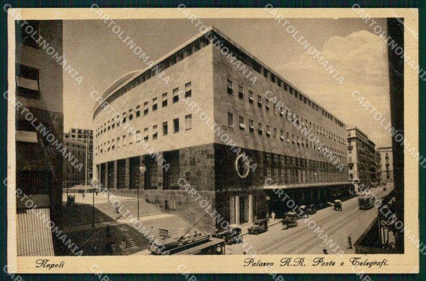 Napoli Città Palazzo Poste Telegrafi Tram PIEGHINA cartolina MX5630 – fronte