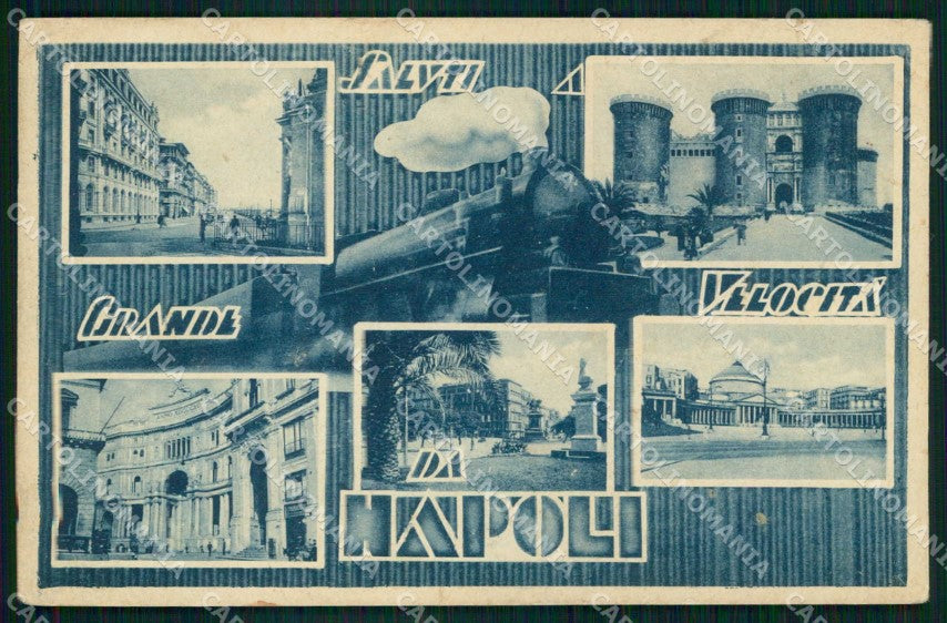 Napoli Città Saluti da Treno Grande Velocità Monumenti cartolina MX5673 – fronte