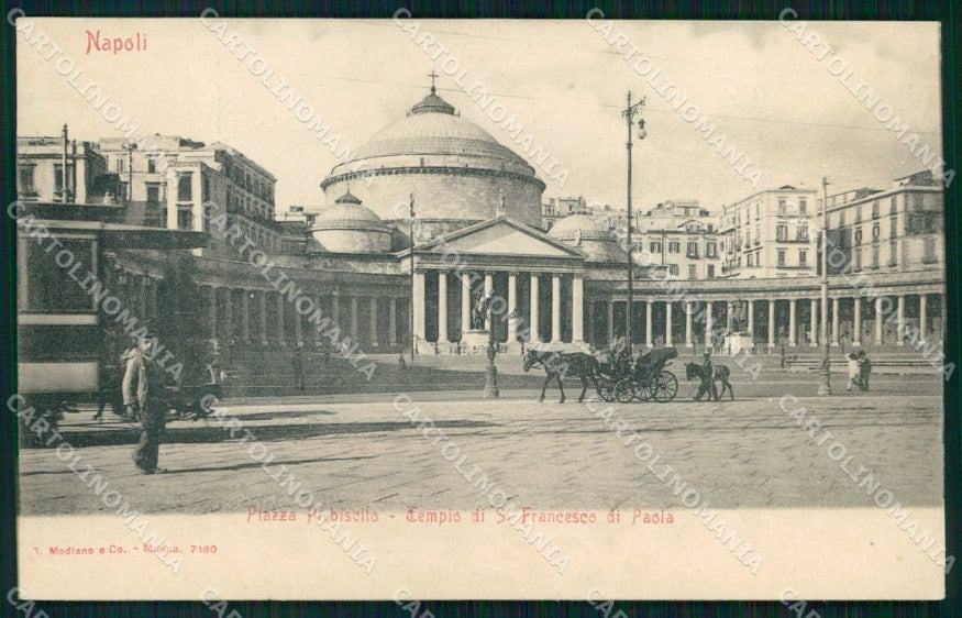 Napoli Città Piazza Plebiscito Modiano 7160 Tram cartolina MX5680 – fronte