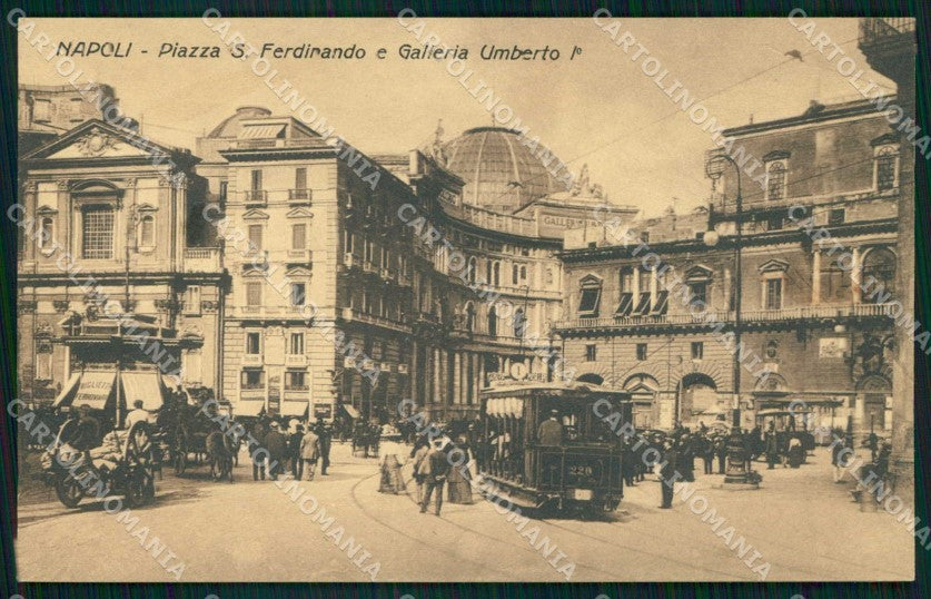 Napoli Città Piazza San Ferdinando Tram Galleria Umberto I cartolina MX5691 – fronte