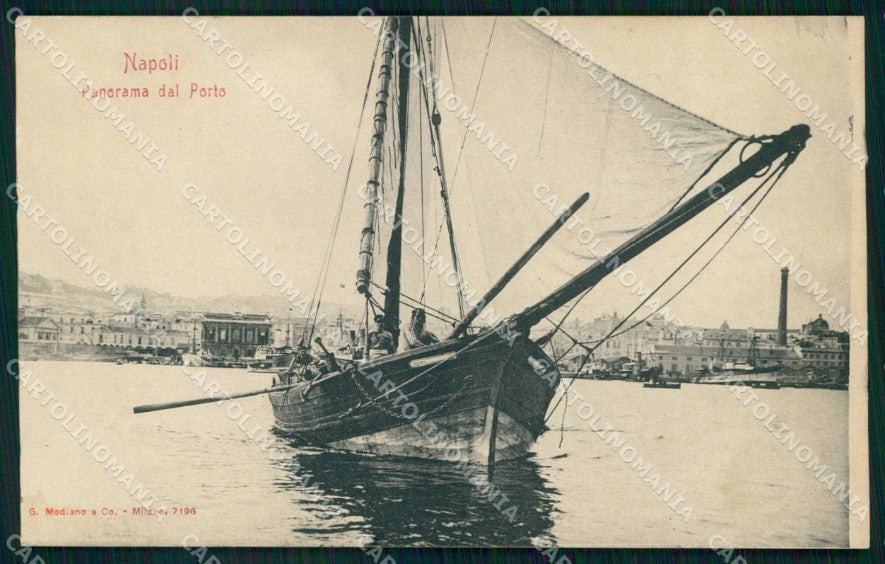 Napoli Città Veduta dal Porto Barca Peschereccia Modiano 7196 cartolina MX5693 – fronte