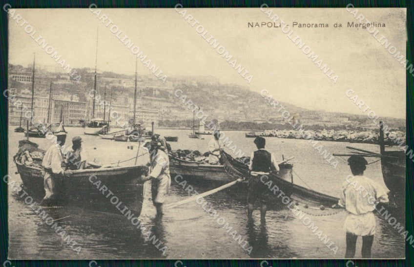 Napoli Città Mergellina Barche con Pescatori Ragozino 2 6487 cartolina MX5694 – fronte