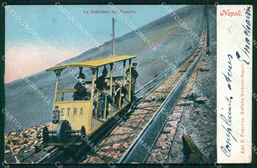 Napoli Città Funicolare Vesuvio Ragozino 2719 PIEGHINE cartolina MX5734 – fronte