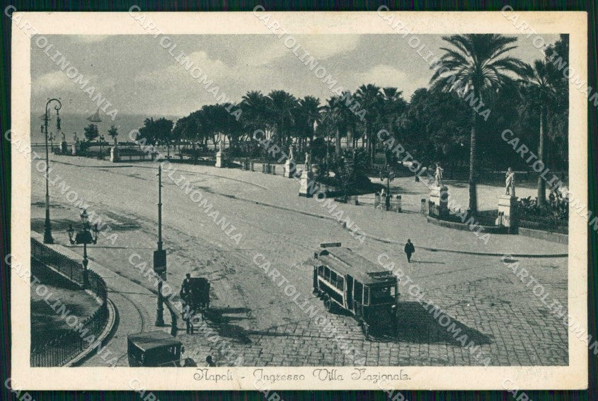 Napoli Città Ingresso Villa Nazionale Tram cartolina MX5744 – fronte