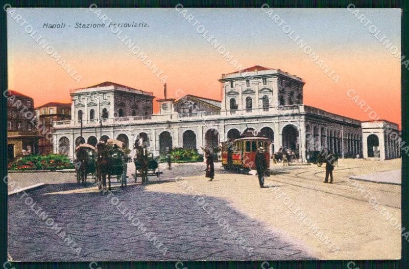 Napoli Città Stazione Ferroviaria Tram cartolina MX5765 – fronte