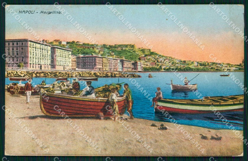 Napoli Città Mergellina Spiaggia Barche cartolina MX5783 – fronte
