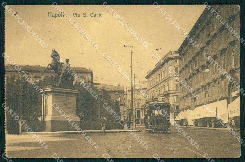 Napoli Città Via San Carlo Tram cartolina MX5852 – fronte