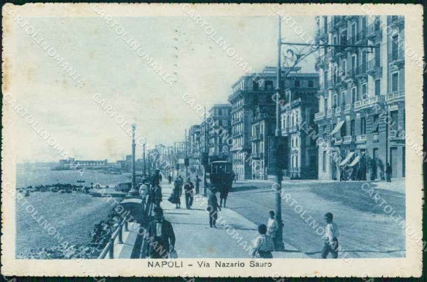 Napoli Città Via Nazario Sauro Tram PIEGHINA cartolina MX5869 – fronte