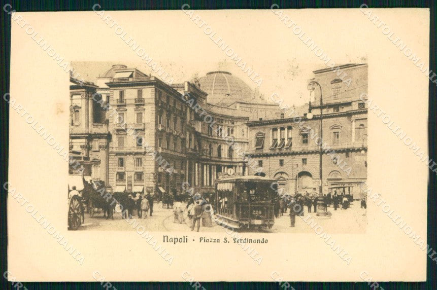Napoli Città Piazza San Ferdinando Tram Galleria Umberto I cartolina MX5885 – fronte