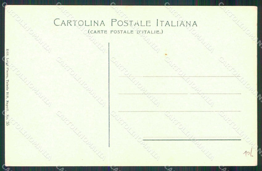 Napoli Città Molo con Barche Vesuvio PIEGHINA cartolina MX5888 – retro