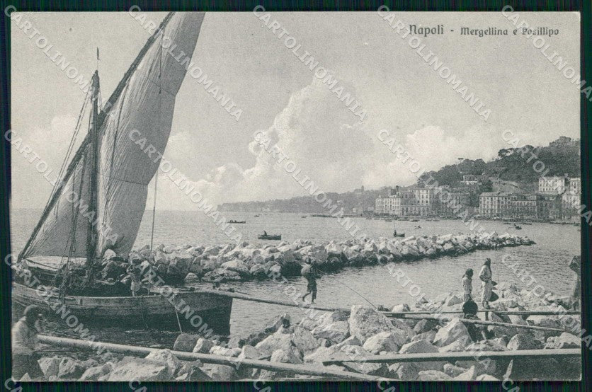 Napoli Città Mergellina Barche Posillipo Brunner 26032 cartolina MX5901 – fronte