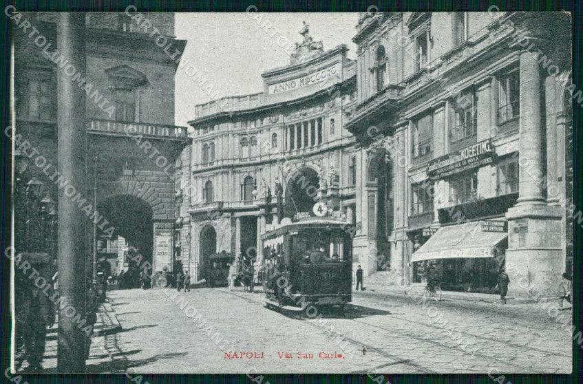 Napoli Città Via San Carlo Tram cartolina MX5933 – fronte