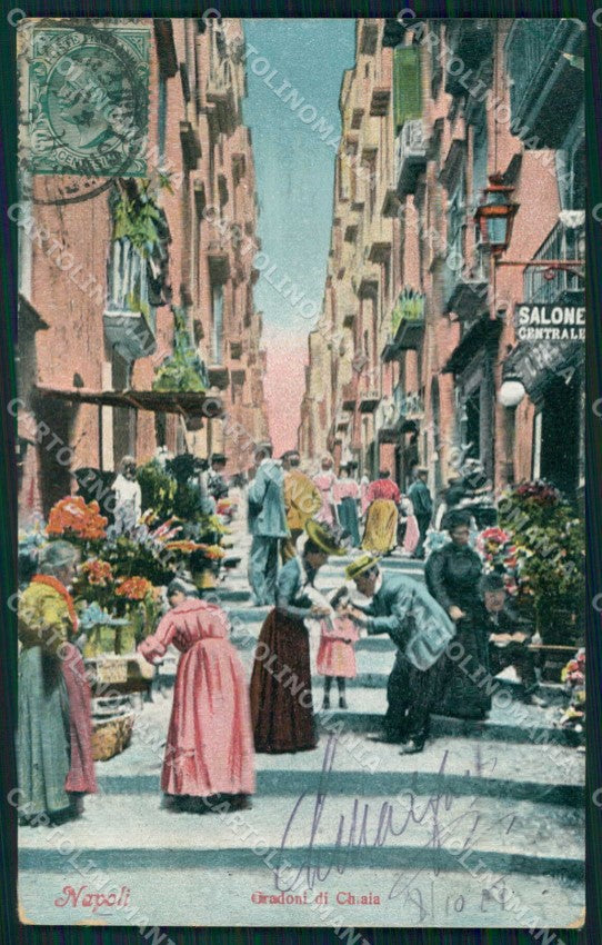 Napoli Città Gradoni Chiaia Ragozino 4528 PIEGHE cartolina MX5940 – fronte