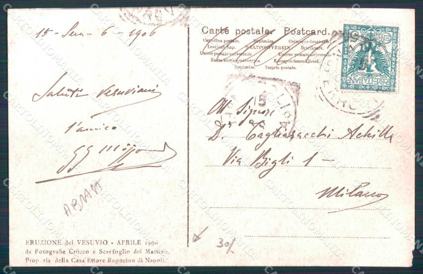 Napoli Città Eruzione Vesuvio Duca d Aosta Ragozino ABRASA cartolina MX5982 – retro