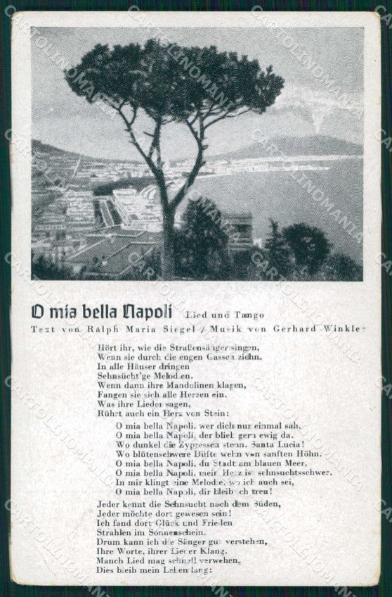 Napoli Città Golfo Napoli Poesia O mia Bella Napoli PIEGHINA cartolina MX6013 – fronte