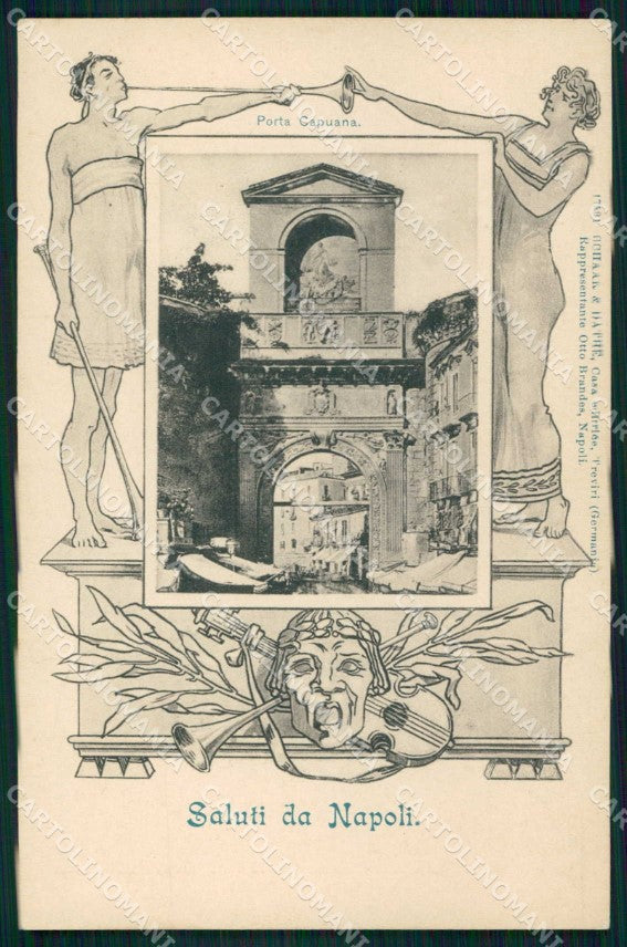 Napoli Città Saluti da Porta Capuana cartolina MX6018 – fronte