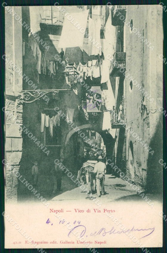 Napoli Città Vico Via Porto Ragozino 4040 PIEGHINA cartolina MX6035 – fronte