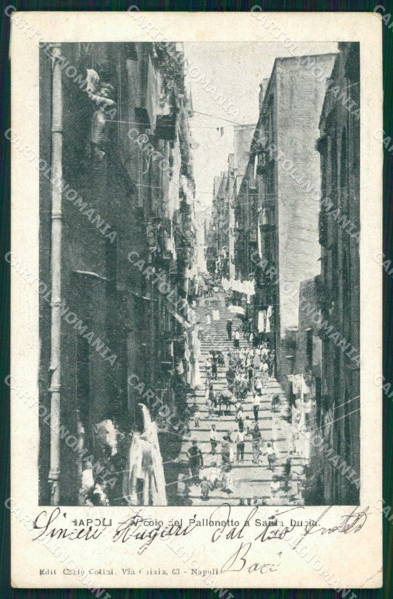 Napoli Città Pallonetto Santa Lucia PIEGHINA cartolina MX6058 – fronte