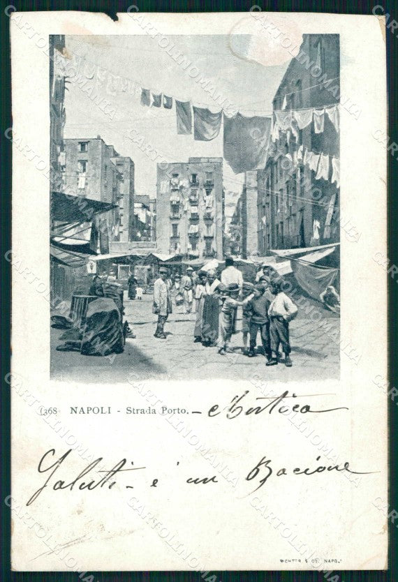 Napoli Città Strada Porto Richter 368 ABRASA cartolina MX6062 – fronte