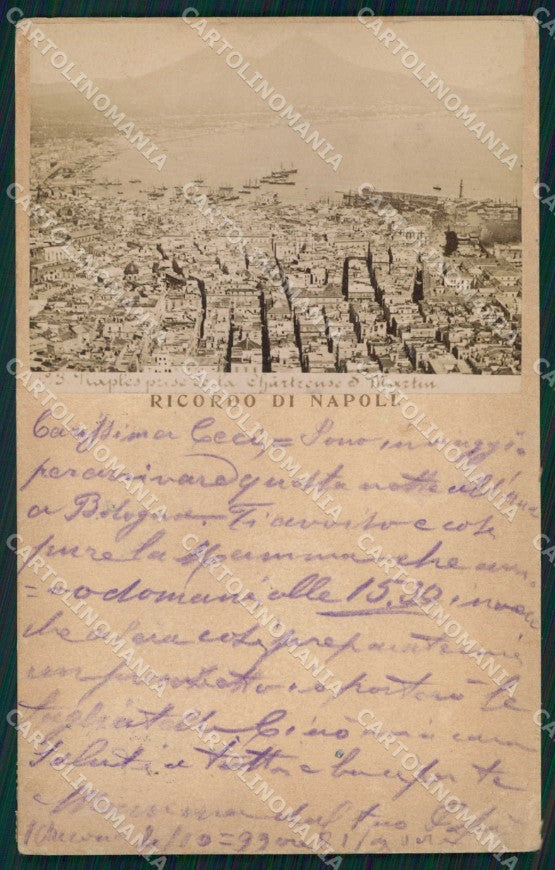 Napoli Città Ricordo di Veduta Generale Vesuvio 1899 Foto cartolina MX6068 – fronte