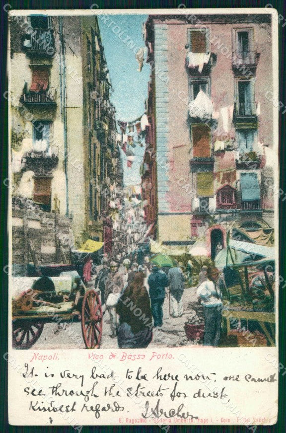 Napoli Città Vico Basso Porto Ragozino PIEGHINA cartolina MX6081 – fronte