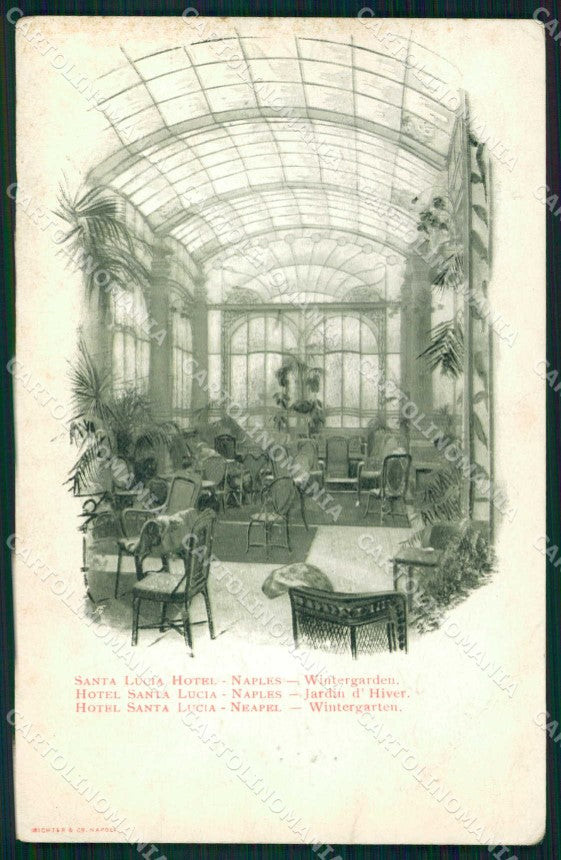 Napoli Città Santa Lucia Hotel Giardino Invernale Richter cartolina MX6102 – fronte