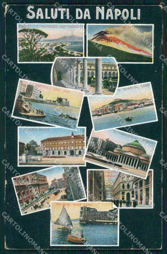 Napoli Città Saluti da Monumenti Vesuvio cartolina MX6168 – fronte