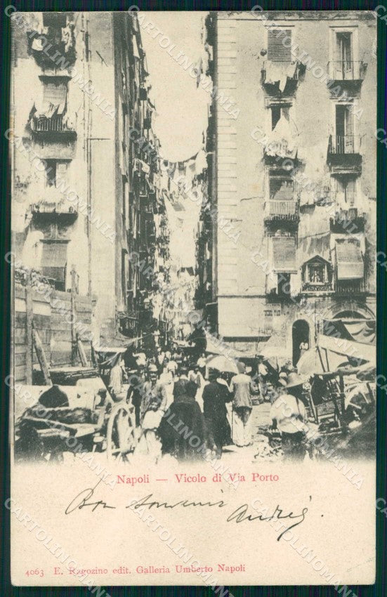Napoli Città Vicolo Via Porto Ragozino 4063 PIEGHINA cartolina MX6175 – fronte