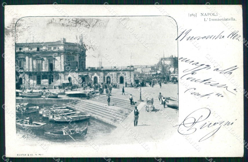 Napoli Città Immacolatella Richter 289 Barche cartolina MX6183 – fronte