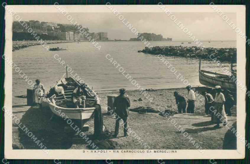 Napoli Città Via Caracciolo Barca con Pescatori Foto cartolina MX6238 – fronte