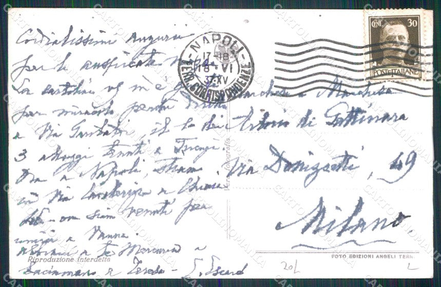 Napoli Città Nuovo Palazzo Poste Telegrafi Foto cartolina MX6239 – retro