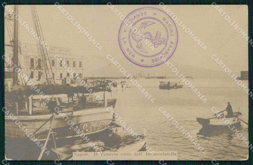 Napoli Città Immacolatella Barche Vesuvio PIEGHINA Foto cartolina MX6242 – fronte