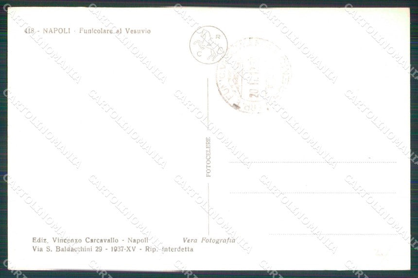 Napoli Città Funicolare Vesuvio Foto cartolina MX6281 – retro