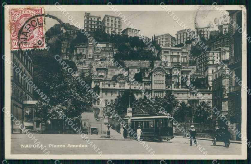 Napoli Città Piazza Amedeo Tram Foto cartolina MX6303 – fronte