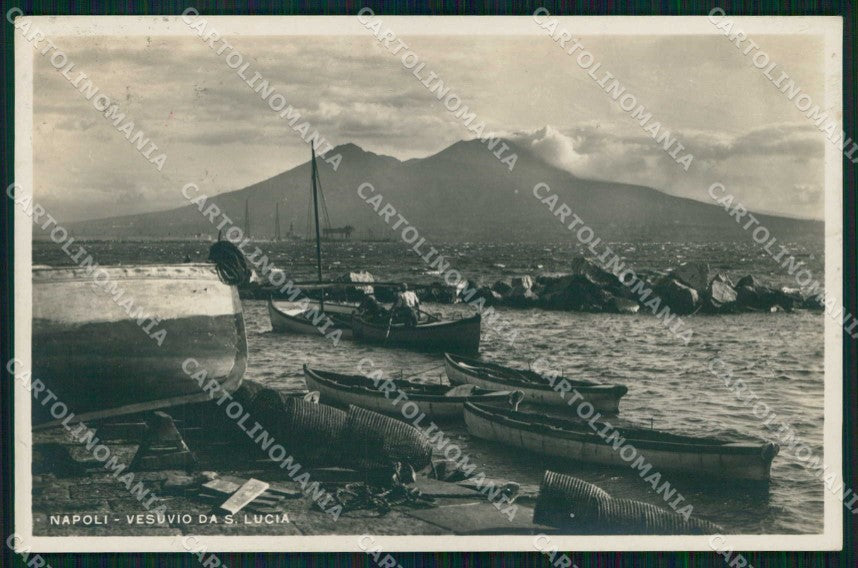 Napoli Città Santa Lucia Barche Vesuvio Foto cartolina MX6306 – fronte