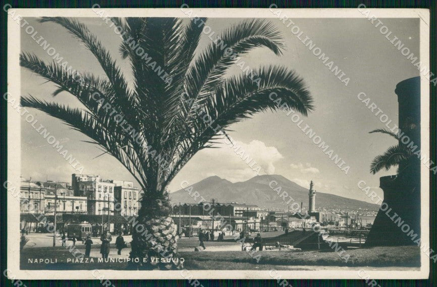 Napoli Città Piazza Municipio Tram Vesuvio Foto cartolina MX6307 – fronte