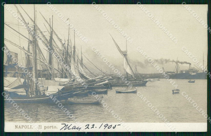 Napoli Città Porto con Barche Foto cartolina MX6314 – fronte