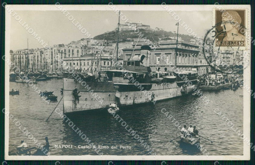 Napoli Città Castel Sant Elmo Porto con Barche Foto cartolina MX6332 – fronte