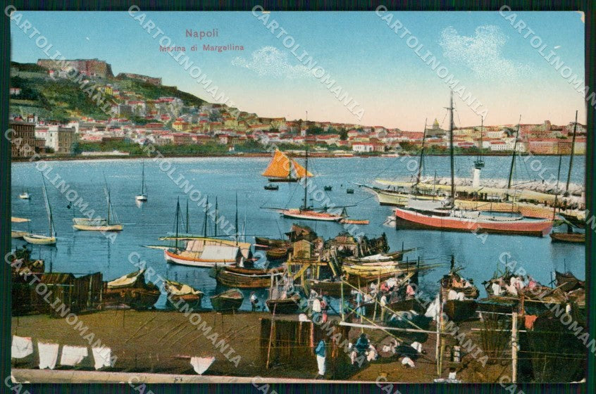 Napoli Città Marina Mergellina Barche Foto cartolina MX6342 – fronte