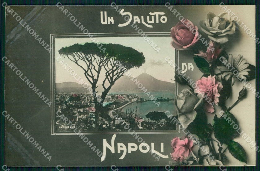 Napoli Città Saluto da Veduta Generale Vesuvio Foto cartolina MX6344 – fronte
