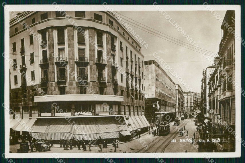 Napoli Città Via Diaz Tram Foto cartolina MX6346 – fronte