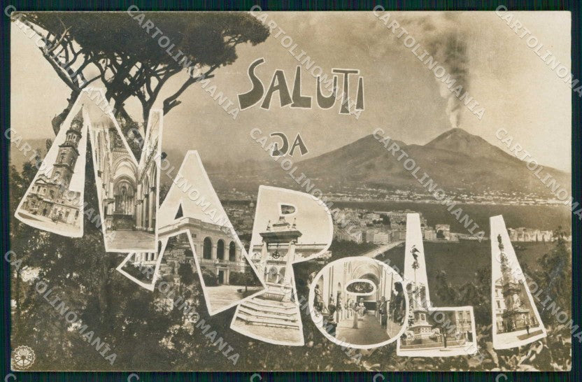 Napoli Città Saluti da Vesuvio PIEGA NPG Foto cartolina MX6365 – fronte