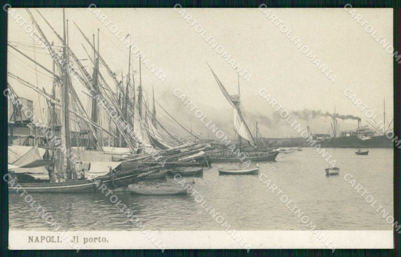 Napoli Città Porto con Barche Foto cartolina MX6369 – fronte