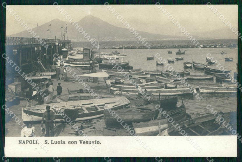 Napoli Città Santa Lucia Barche Vesuvio NPG Foto cartolina MX6371 – fronte