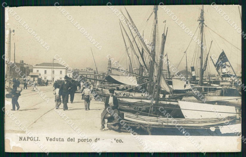 Napoli Città Veduta Porto Scarico Barche ABRASA Foto cartolina MX6387 – fronte