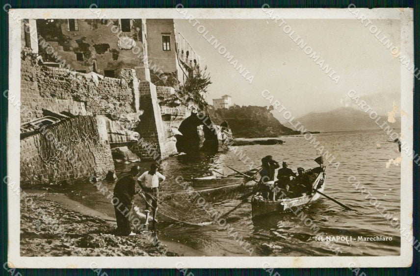 Napoli Città Marechiaro Pescatori Barche ABRASA Foto cartolina MX6436 – fronte